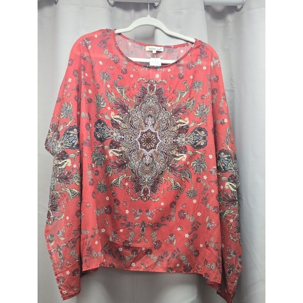 Indigo Soul Boho Top Size Large 2 Piece Bohemian Blouse With Cami NWT